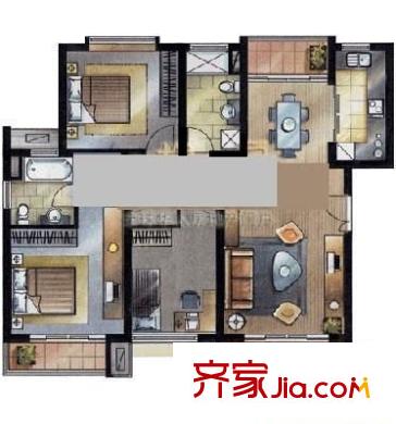 康桥水都户型图户型图 3室2厅2卫1厨