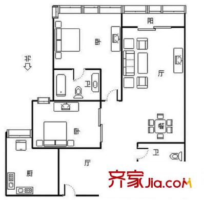 中通雅苑 3室 户型图