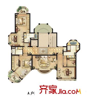 祥和王宫A户型二层 3室3卫