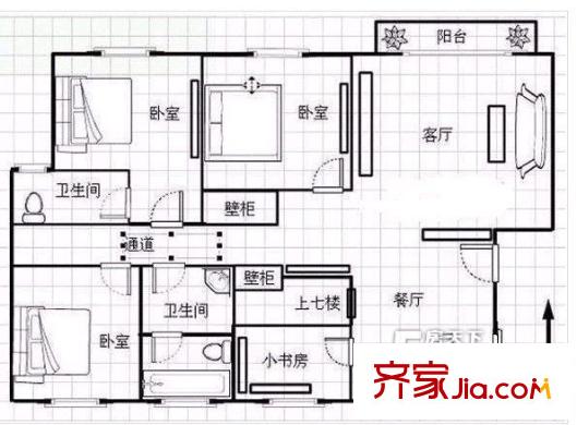 曙光北苑戶型圖戶型圖 5室 5室1廳1衛(wèi)1廚
