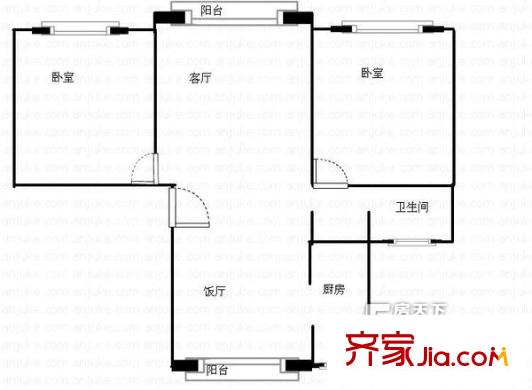 曙光北苑戶型圖戶型圖 2室1廳1衛(wèi)1廚