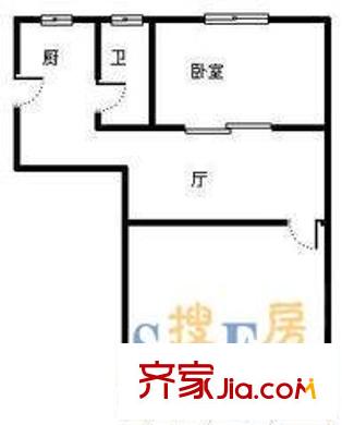 雅華公寓 1室 戶型圖