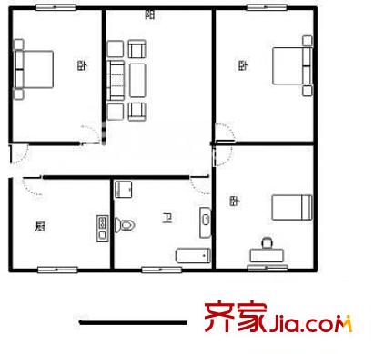 雅華公寓 3室 戶型圖