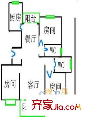 雅華公寓 3室 戶型圖