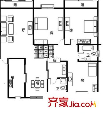 美树铭家户型图户型图 3室2厅1卫1厨