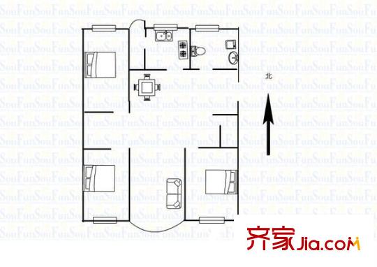 桃林二小區(qū)戶型圖戶型圖 3室2廳1衛(wèi)1廚