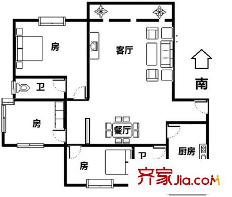 水岸豪庭户型图户型图 3室2厅2卫1厨