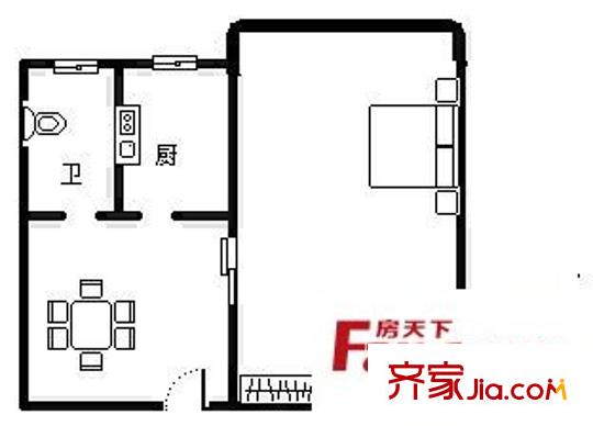 楊園二村 1室 戶型圖