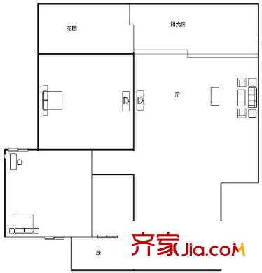 复星新苑 2室 户型图