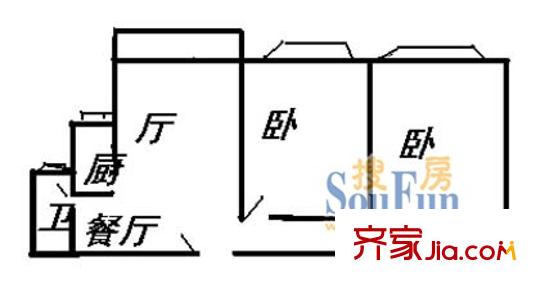 上海 天虹苑2室 戶(hù)型圖