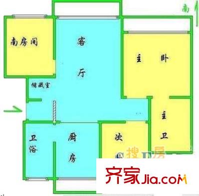 上海 天虹苑3室 戶型圖
