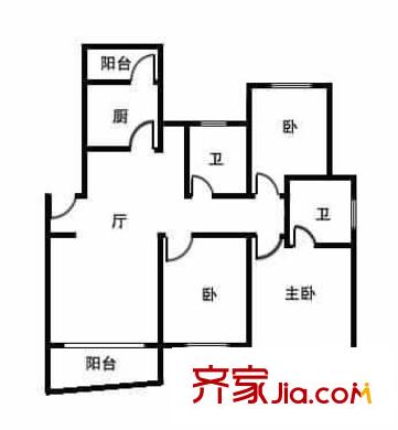 杨泰春城户型图户型图 3室2厅2卫1厨