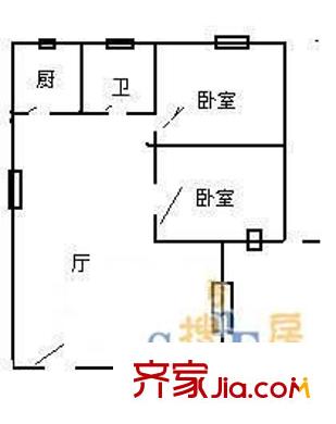 新中苑生活大师户型图 户型图 2室2厅1卫1厨