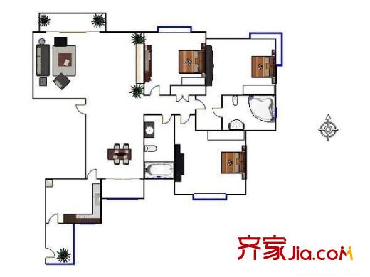 新中苑生活大师户型图户型图 2室2厅1卫1厨