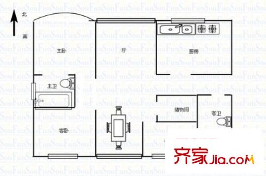 秋水云庐 3室 户型图