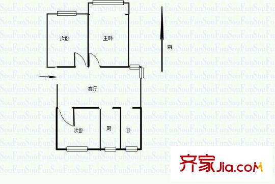 潼港七村 2室 戶型圖