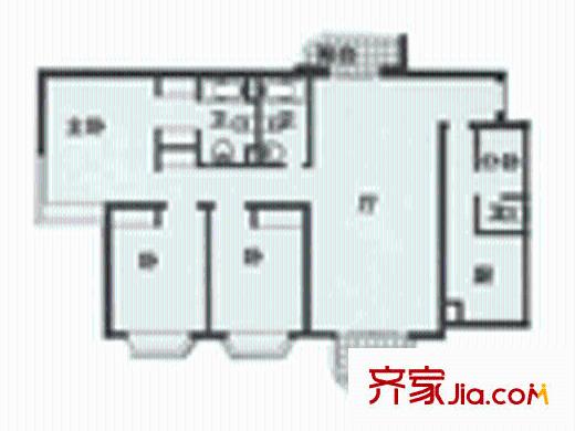 恒昌花园户型图3室2厅1卫1厨