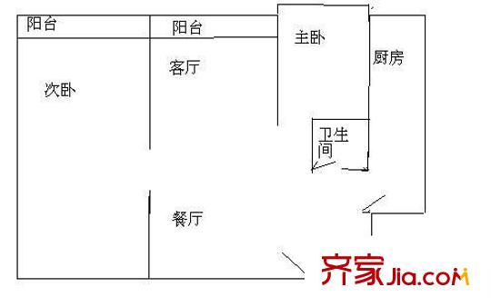 曹杨花苑北区户型图户型图 2室2厅1卫1厨