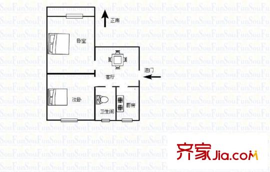 潼港六村 2室 戶型圖