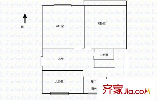潼港六村戶型圖戶型圖 3室1廳1衛(wèi)1廚