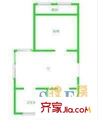 荷五小區(qū) 1室 戶(hù)型圖