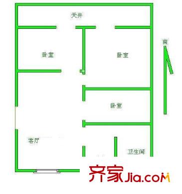 上海 培花七村3室 戶型圖