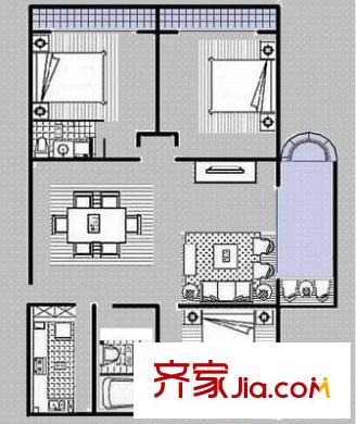 大华一村 2室 户型图
