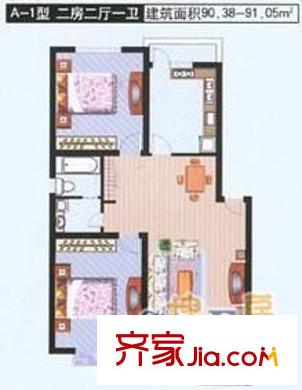 大华阳城四期阳城美景户型图户型图 2室2厅1卫1厨