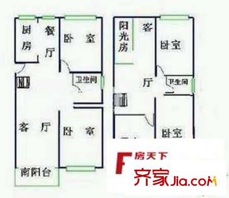 大华阳城四期阳城美景户型图户型图 4室3厅2卫1厨