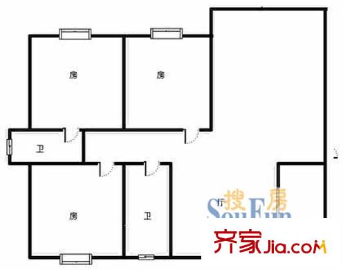 金鹤新城泰宸沙河茗苑户型图上海 泰宸沙河茗苑 户型图 3室1厅1卫1厨