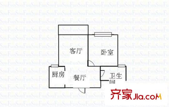 金鹤新城泰宸沙河茗苑户型图户型图 1室1厅1卫1厨