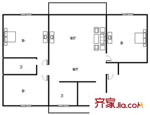 真光七街坊 3室 户型图