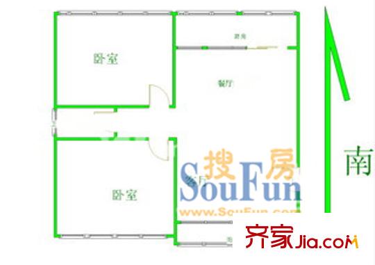 龍陽花苑戶型圖221 戶型圖 2室2廳1衛(wèi)1廚