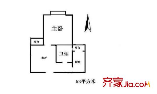 九英里户型图户型图 1室2厅1卫1厨