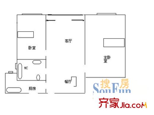 龍陽花苑戶型圖221 戶型圖 2室2廳1衛(wèi)1廚