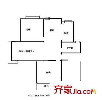 九英里户型图户型图 2室2厅1卫1厨