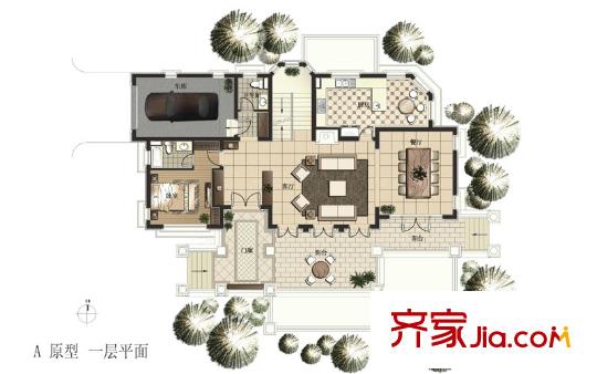 江畔御庭A戶型一層 4室2廳3衛(wèi)1廚