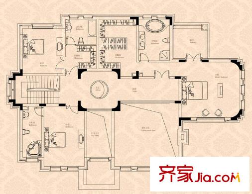 東郊壹號(hào)D戶型地上二層 3室3衛(wèi)
