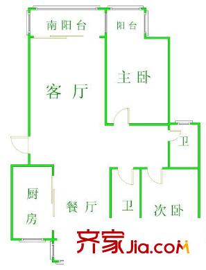 疊翠苑戶型圖戶型圖 2室2廳2衛(wèi)1廚