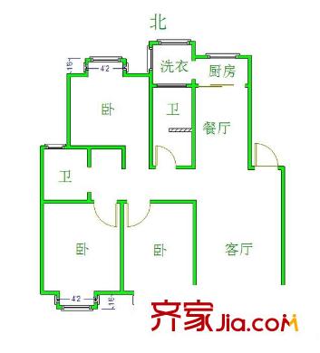 疊翠苑戶型圖戶型圖 3室2廳2衛(wèi)1廚