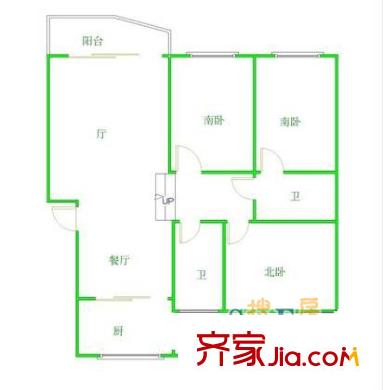 昕泰苑戶型圖322-6 3室2廳2衛(wèi)1廚