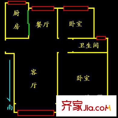 上海 昕泰苑2室  戶型圖