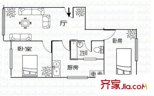 新川小區(qū)戶型圖戶型圖 3室1廳1衛(wèi)1廚