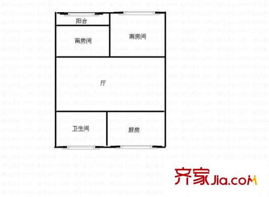 綠地公寓(川沙)戶型圖綠地公寓（川沙） 2室 戶型圖 2室1廳1衛(wèi)1廚