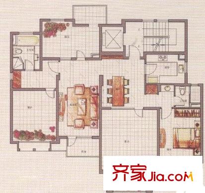 万科琥珀郡园 3室 户型图