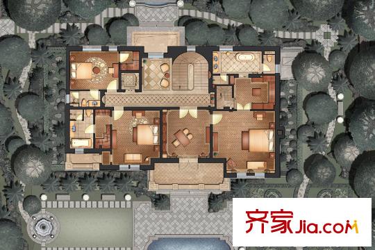 東郊羅蘭別墅B戶型2樓 4室3廳5衛(wèi)1廚