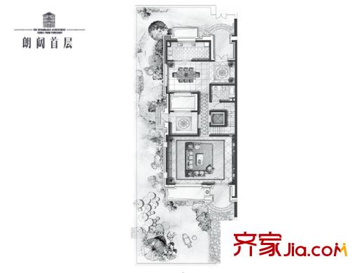 中海紫御豪庭户型图联排别墅G1户型一层 4室4厅5卫1厨