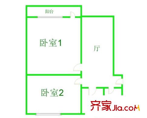 临汾花园户型图户型图 2室1厅1卫1厨