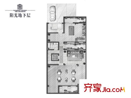中海紫御豪庭户型图联排别墅H1户型地下一层 4室4厅5卫1厨
