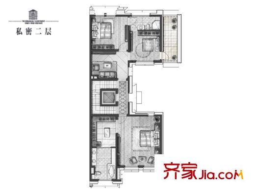 中海紫御豪庭户型图联排别墅H1户型二层 4室4厅5卫1厨